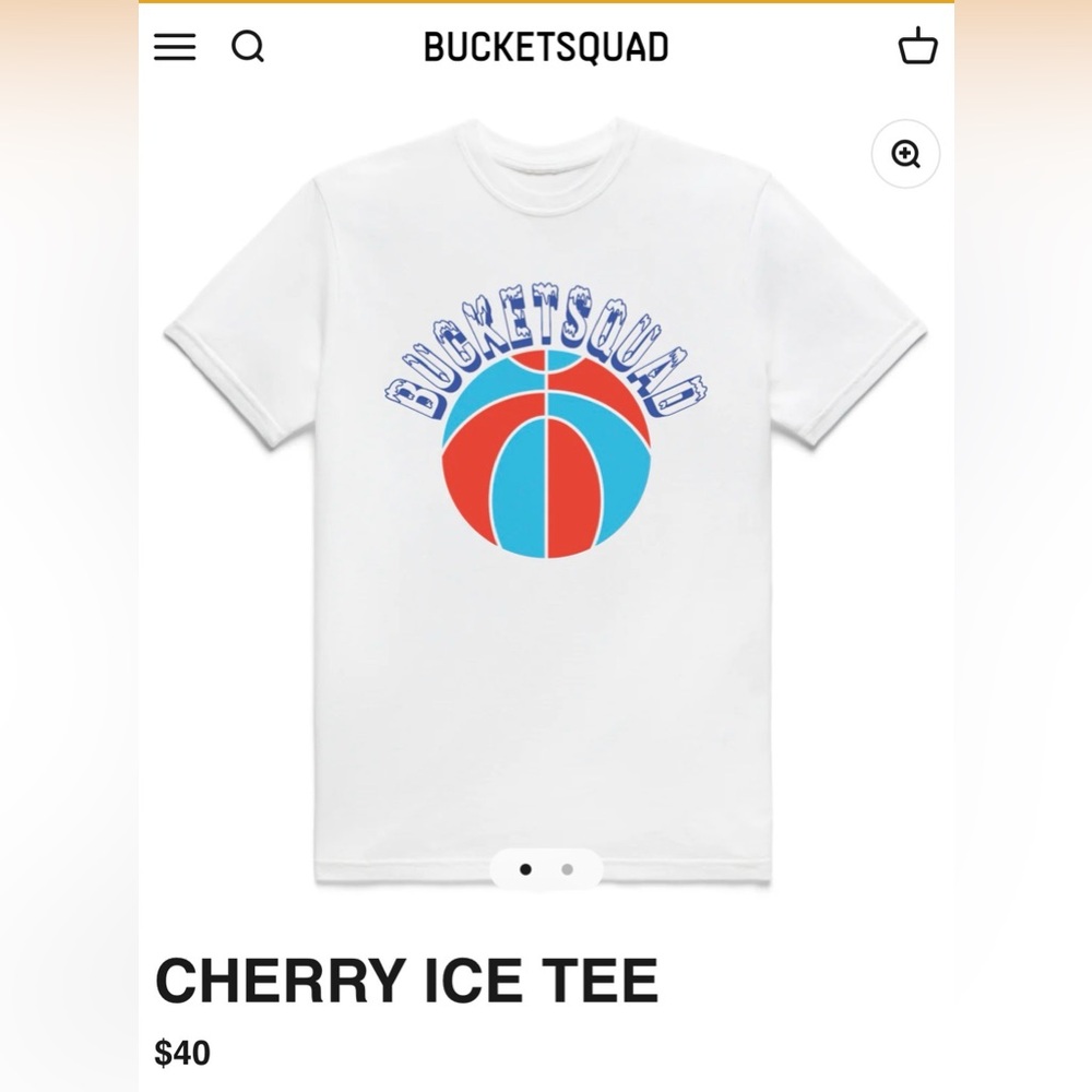 Bucketsquad Cherry Ice Tee - White with Red and Blue